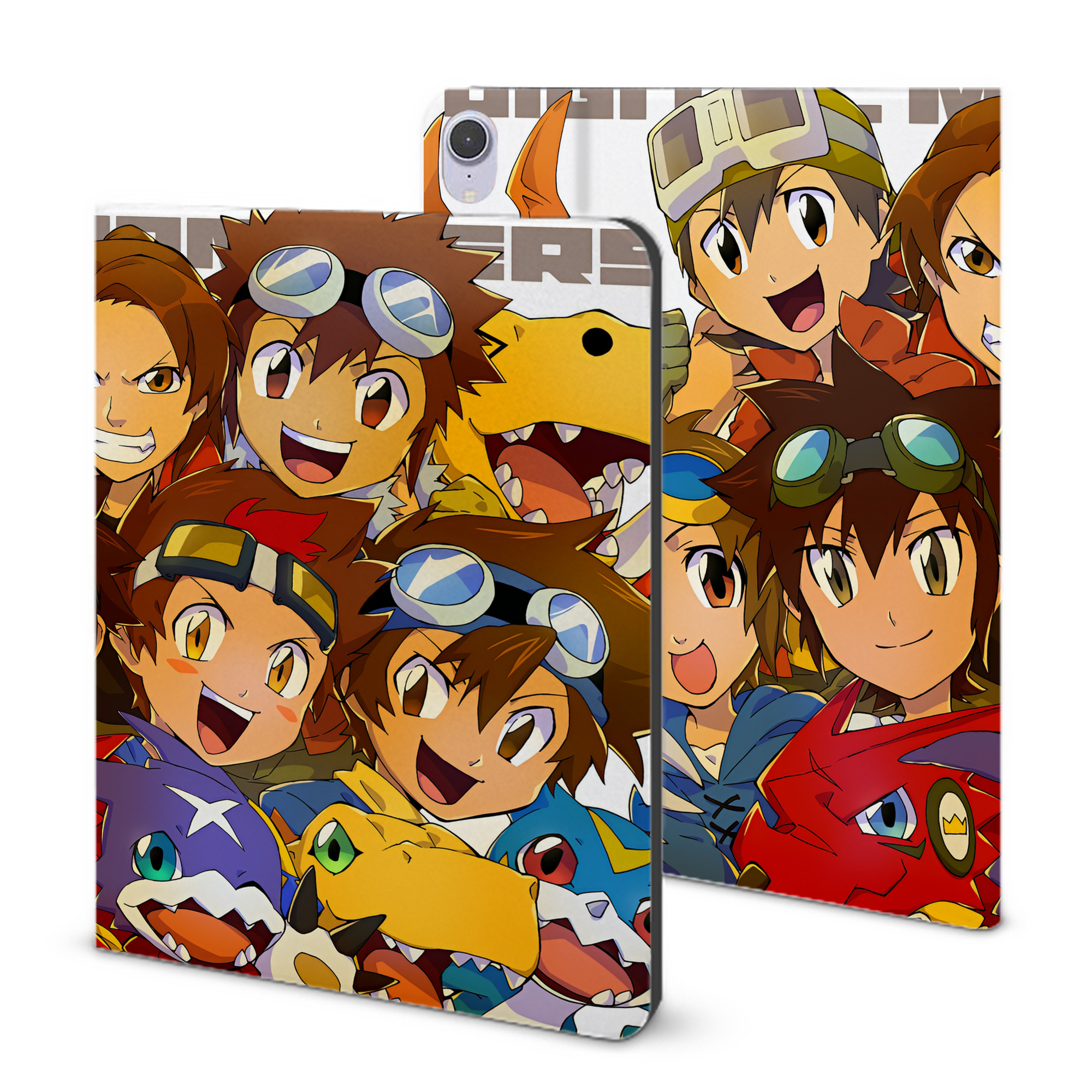 （画像用） Digimon デジタルモンスター/デジモン IPad ケース ブック型 PUレザー TPU 耐衝撃 軽量 薄型 ペン収納なし 全面保護 IPad 各モデル対応